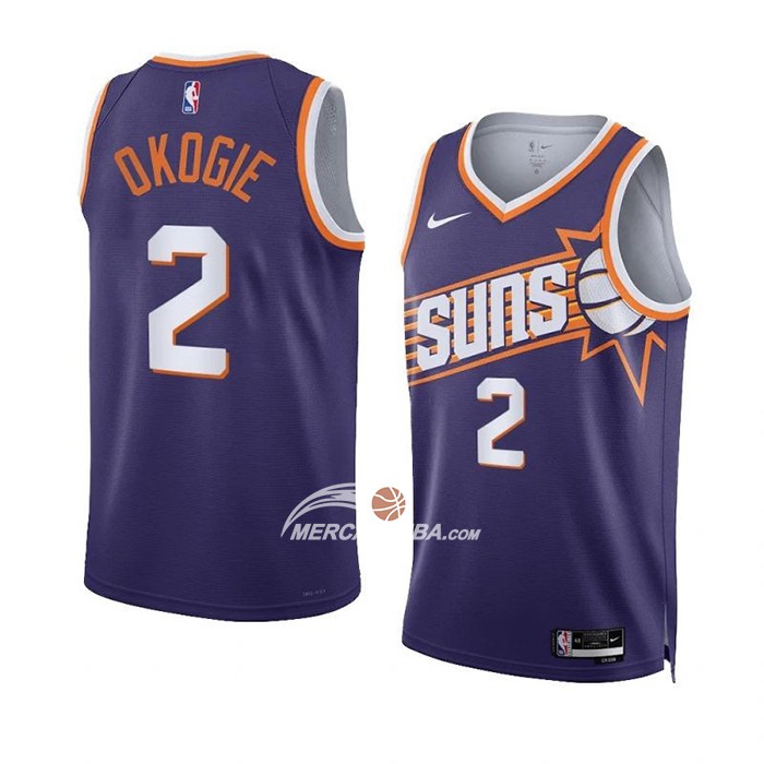 Maglia Phoenix Suns Josh Okogie NO 2 Icon 2023-24 Viola